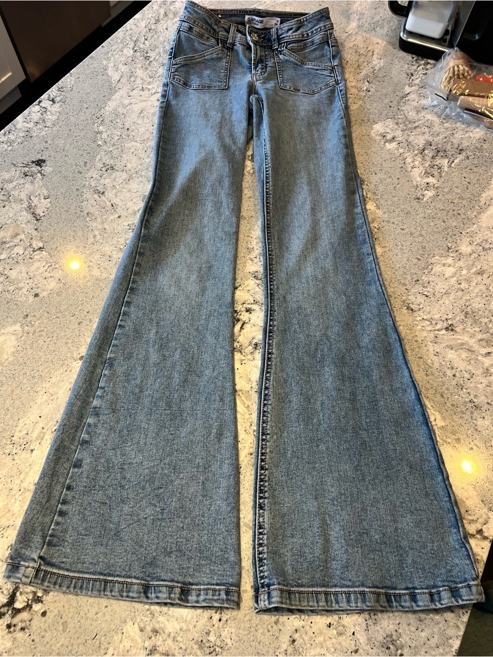 Garage Low-rise Flare Light Wash Jeans - Size 0/24 Inseam 33”